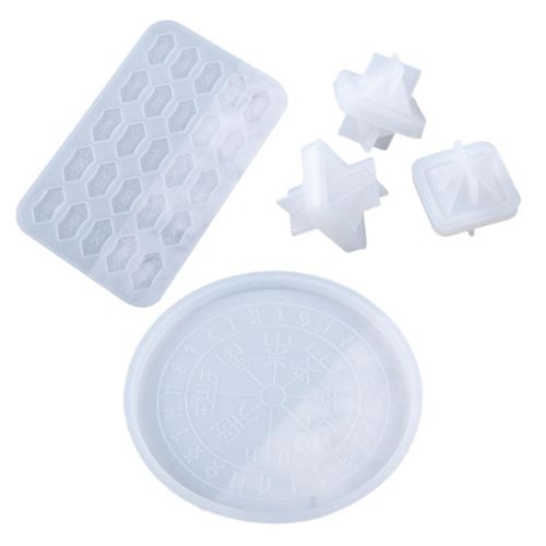 Runes Symbol Cards Dice Crystal Epoxy Resin Mold For Table Gaming Viking Treasure Circle Divination