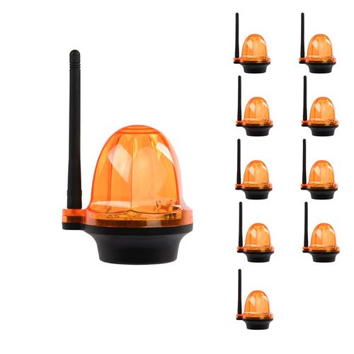 Pack de 10 Feu clignotant portail et garage 12 24 220V, LED d’alarme YET6139 sans fil Orange lumière stroboscopique porte de garage, portail, volets