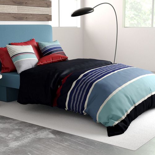 Parure De Lit - Housse De Couette Réversible Percale De Coton 71 Fils + Taie Azul 220 X 240 Cm