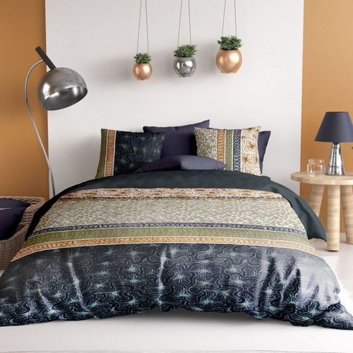 Parure De Lit - Housse De Couette Réversible Percale De Coton 71 Fils + Taie Bella 140 X 200 Cm