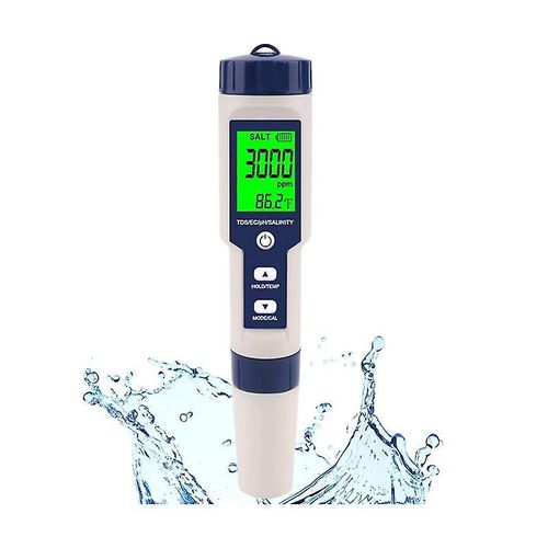 Testeur de sel de piscine, salinimètre numérique, testeur de salinité 5 en 1 de haute précision pour l¿eau salée, IP67