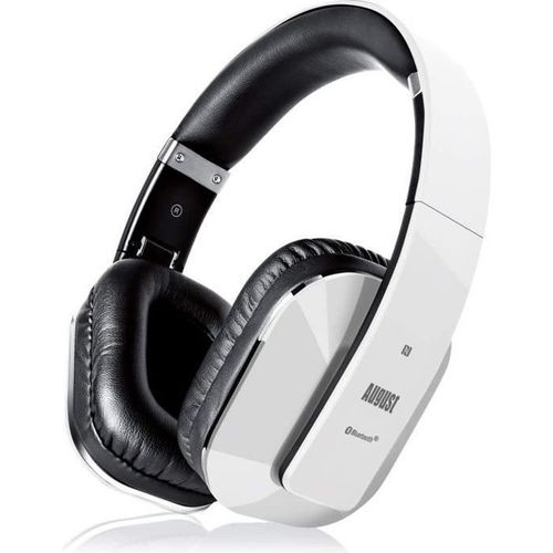 Casque Bluetooth Audio Sans Fil Blanc Aptx Ll ? August Ep650 ? Low Latency, Micro, Batterie 15h, Usb, Pliable, Nfc, Jack 3.5mm
