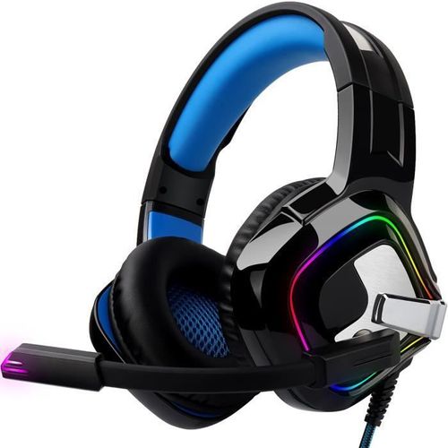 Casque Gaming Micro Pc Ps4 Switch Xbox 3d 5.1 - August Epg100 - Casque Gamer Filaire, Double Jack 3.5mm Led Usb Pour Console Visio