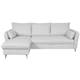 Canapé D'angle Convertible Et Réversible Avec Coffre Gris Clair Driss