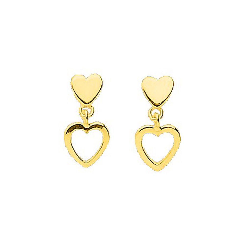 Boucles D'oreilles Enfant - Or 9 Carats - Coeur