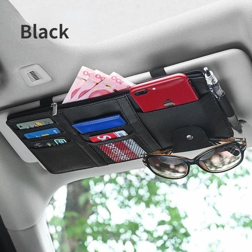 Porte-Cartes De Visite Pour Pare-Soleil De Voiture,Stylo À Billets,Boîte De Rangement Pour Évaluation Cd Et Dvd,Pince À Lunettes De Soleil,Accessoires De Rangement - Type Black