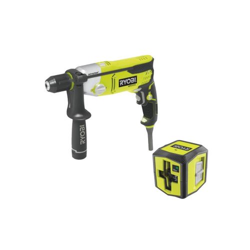 Pack RYOBI Perceuse à percussion - 1010W - RPD1010K - Laser croix verte - 15m de portée - RBCLLG1