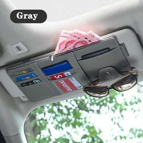 Porte-Cartes De Visite Pour Pare-Soleil De Voiture,Stylo À Billets,Boîte De Rangement D'évaluation Cd Dvd,Pince À Lunettes De Soleil,Rangement,Accessoires De Voiture - Type Simple Gray