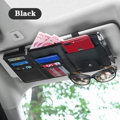 Porte-Cartes De Visite Pour Pare-Soleil De Voiture,Stylo À Billets,Boîte De Rangement D'évaluation Cd Dvd,Pince À Lunettes De Soleil,Rangement,Accessoires De Voiture - Type Simple Black