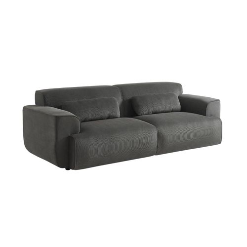 Canapé 3 Places Tissu Velours Côtelé Gris Foncé