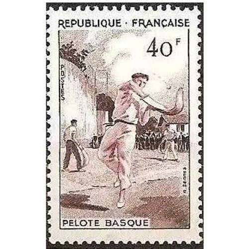 France 1956, Très Beau Timbre Neuf** Luxe Yvert 1073, Sports Traditionnels, La Pelote Basque.