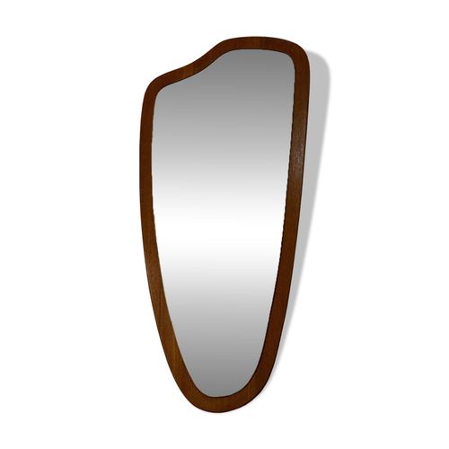 Miroir scandinave en teck de forme libre bois