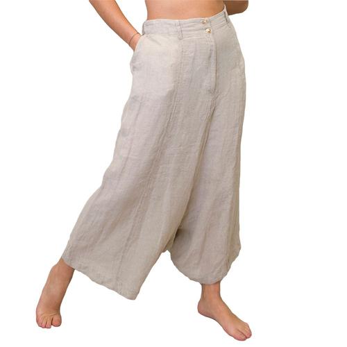 Pantalon Femme En Lin Naturel, Pantalon D'été Confortable Avec Poches, Adapté Au Yoga, Doux Et Confortable, Jambe Large Jambe Large Beige Pantalon Long Femme, Taille Unique