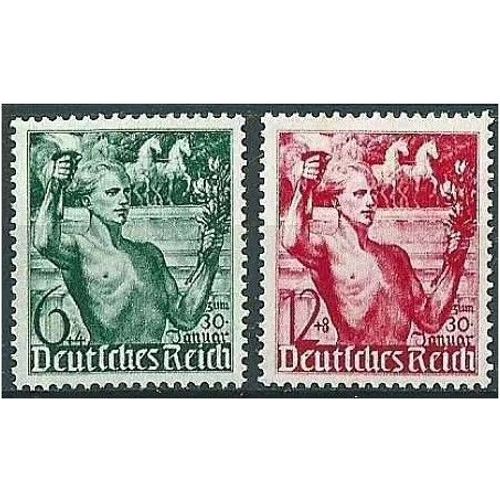 Allemagne, 3ème Reich, 1938, Très Beaux Timbres Neufs** Luxe Yvert 603 & 604 : 5ème Anniversaire Du Régime National-Socialiste : Filigrane 'croix Gammées'.