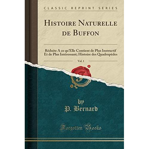 Bernard, P: Histoire Naturelle De Buffon, Vol. 1