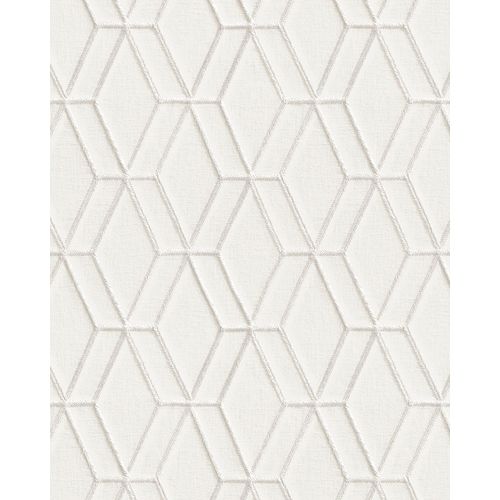 Papier peint à motifs graphiques Profhome DE120061-DI papier peint intissé gaufré à chaud gaufré avec un motif de losanges brillant blanc argent 5,33 m2