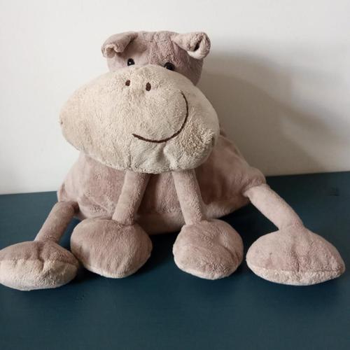 Doudou Hippopotame Marron Beige Enesco