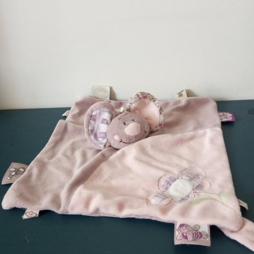 Doudou Plat Souris Marron Et Rose Amtoys