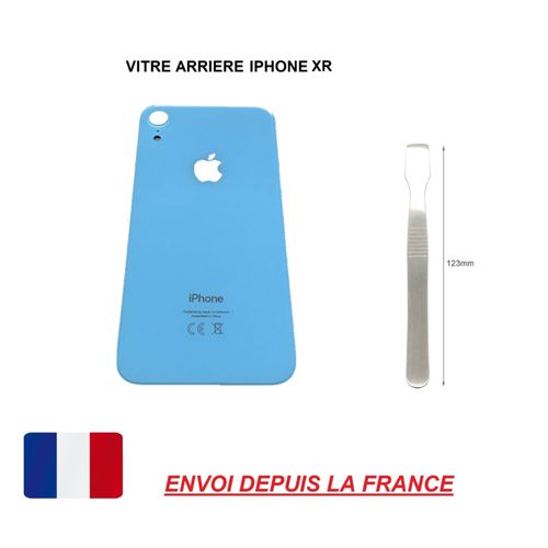 Vitre Arrière Compatible Iphone Xr 6.1 Bleu Qualité Origine En Verre, Coque Cache Batterie Adhésif, Spatule.