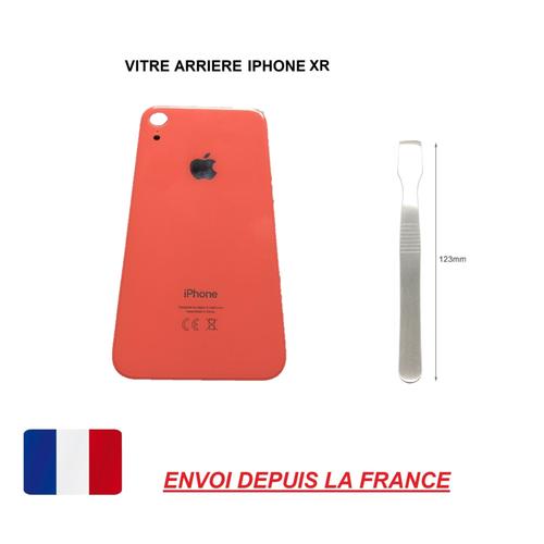 Vitre Arrière Compatible Iphone Xr 6.1 Corail Qualité Origine En Verre, Coque Cache Batterie Adhésif, Spatule.