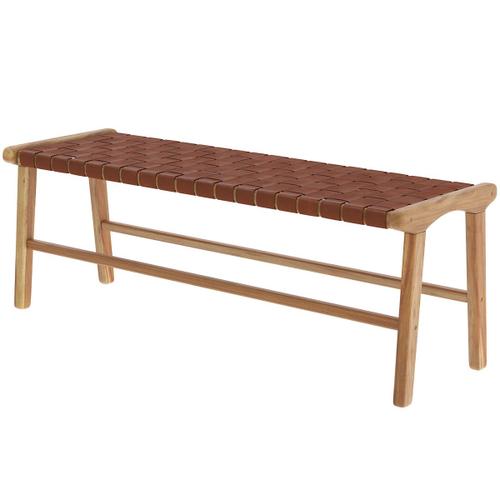 Banc Tewa 120 Cm En Cuir Tress? Marron