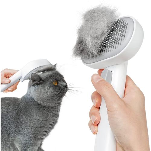 Brosse Chat Autonettoyante, Brosse Pour Chat Poil Long Ou Court Brosse Chien, Chaton, Lapin Pour Enlever Jusqu'à 96% Des Poils Morts Et Masser