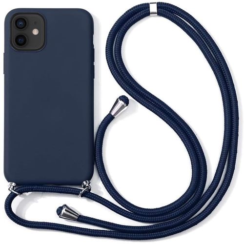 Coque Bandoulière Pour Iphone 11 (6.1'') Bleu Marine Couleur Unie Souple Anti-Choc Anti-Rayure Silicone