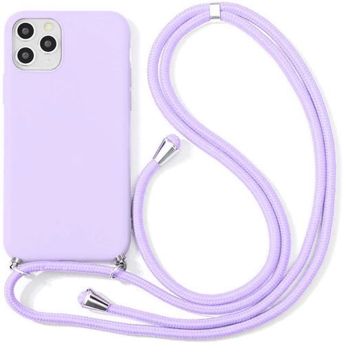 Coque Bandoulière Réglable Pour Iphone 11 Pro (5.8'') Violet Slim Anti-Rayure Anti-Choc Protection Silicone