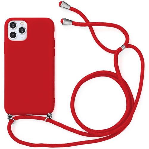 Coque Bandoulière Réglable Pour Iphone 11 Pro Max (6.5'') Rouge Couleur Unie Souple Anti-Choc Anti-Rayure Silicone