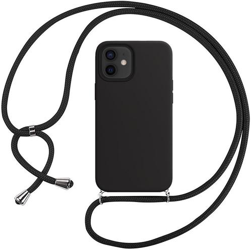 Coque Chaîne De Portable Pour Iphone 12 Mini (5.4'') Noir Couleur Unie Protection Souple Slim Silicone