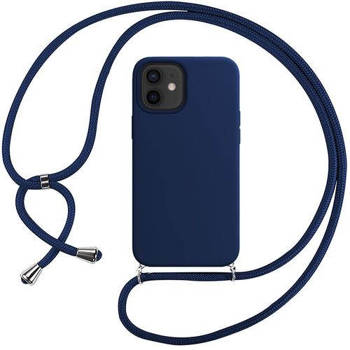 Coque Cordon De Serrage Pour Iphone 12 Mini (5.4'') Bleu Marine Silicone Souple Anti-Choc Couleur Unie