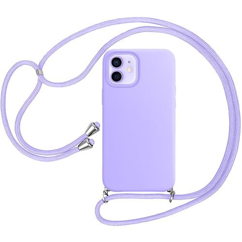 Coque Chaîne De Portable Pour Iphone 12 (6.1'') Violet Souple Anti-Choc Anti-Rayure Silicone