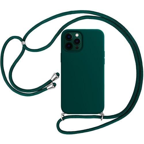 Coque Bandoulière Pour Iphone 12 Pro (6.1'') Vert Nuit Mince Silicone Anti-Rayure Souple