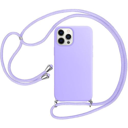 Coque Collier Cordon Pour Iphone 12 Pro (6.1'') Violet Mince Silicone Anti-Rayure Protection Souple
