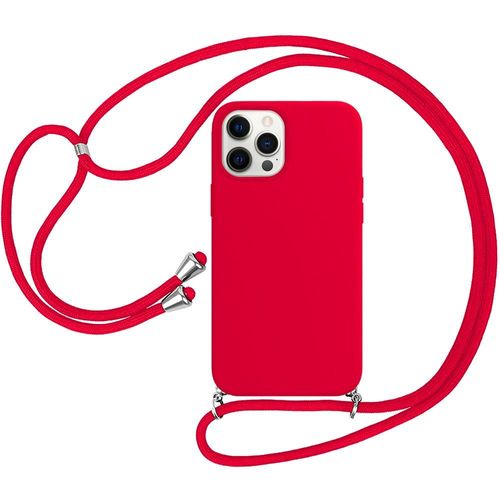 Coque Chaîne De Portable Pour Iphone 12 Pro (6.1'') Rouge Mince Silicone Anti-Rayure Souple