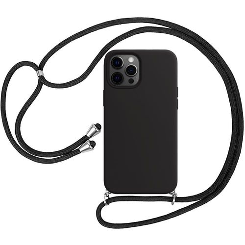 Coque Tour De Cou Universel Pour Iphone 12 Pro (6.1'') Noir Souple Anti-Choc Anti-Rayure Protection Silicone