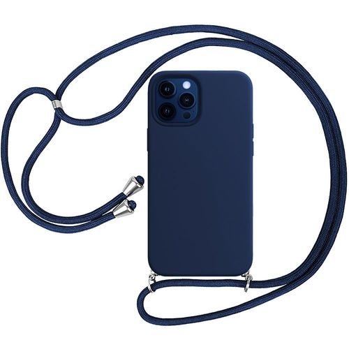 Coque Bandoulière Pour Iphone 12 Pro (6.1'') Bleu Marine Tpu Souple Anti-Choc Anti-Rayure Classique