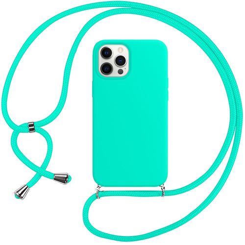Coque Cordon De Serrage Pour Iphone 12 Pro Max (6.7'') Turquoise Silicone Souple Anti-Choc Couleur Unie