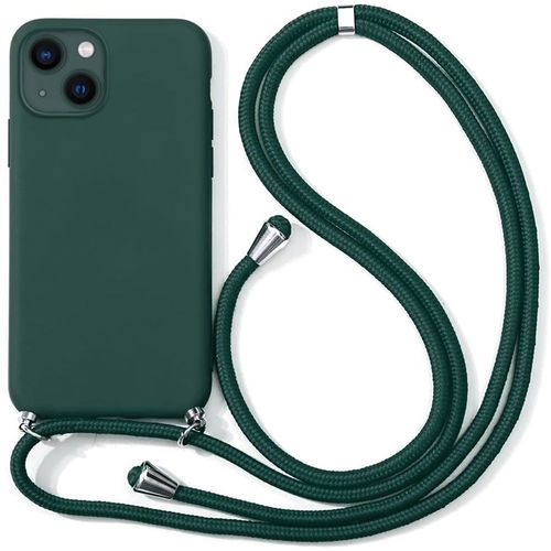 Coque Tour De Cou Universel Pour Iphone 13 (6.1'') Vert Nuit Mince Protection Silicone Souple Couleur Unie