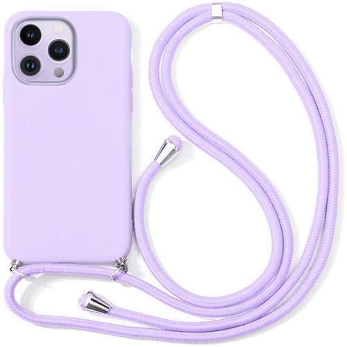 Coque Tour De Cou Universel Pour Iphone 13 Pro (6.1'') Violet Couleur Unie Souple Anti-Choc Anti-Rayure Silicone