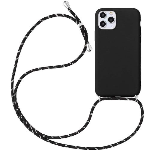 Coque Pour Iphone 11 Pro Max (6.5'') Mince Silicone Anti-Rayure Souple Avec Collier Cordon Noir