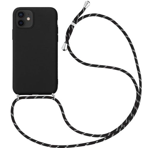 Coque Pour Iphone 11 (6.1'') Mince Anti-Rayure Anti-Choc Protection Silicone + Bandoulière Réglable Noir