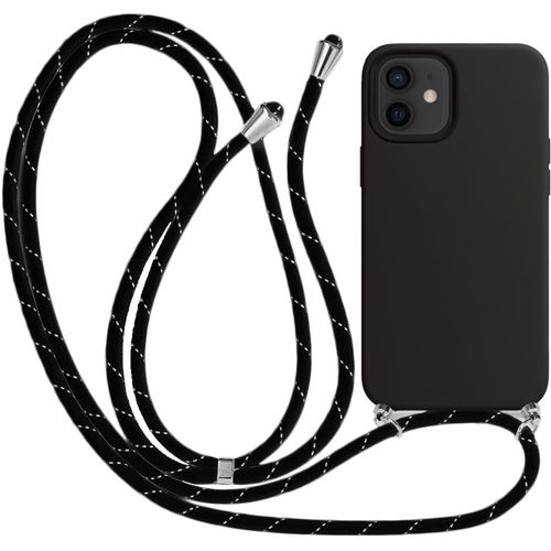 Coque Pour Iphone 12 Mini (5.4'') Souple Anti-Choc Anti-Rayure Silicone Inclu Tour De Cou Universel Noir