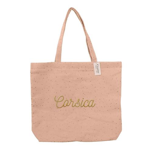 Sac cabas brode corsica corail