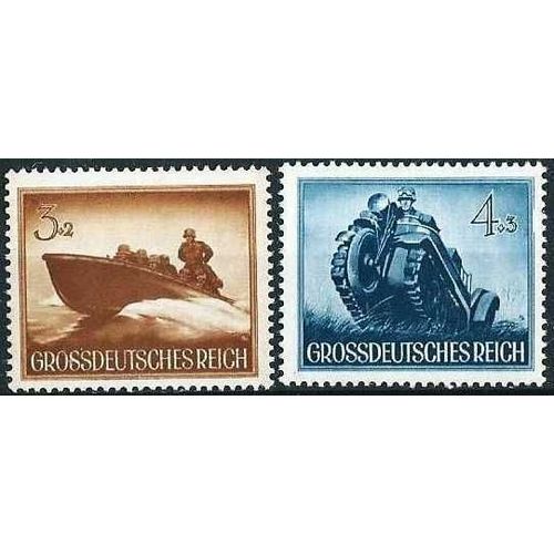 Allemagne, 3ème Reich 1944, Très Beaux Timbres Neufs** Luxe Journée Des Héros (2ème Série), Yvert 791 Vedette Rapide Et 792 Moto Chenillée. -