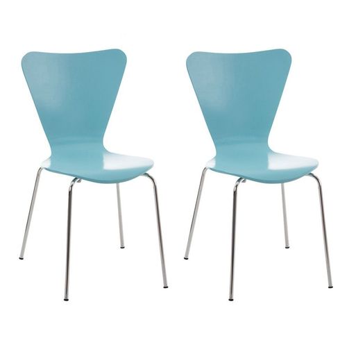 Lot De 2 Chaises De Séjour Bureau En Bois Bleu Et Métal Cds10011