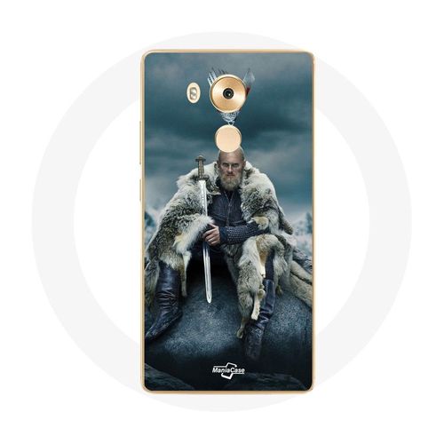 Coque Pour Huawei Mate 8 Vikings Série Saison 6 Ragnar Lothbrok Logo V Epée Gris Fond Brouillard
