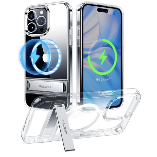 Coque Transparente Avec Béquille Magnétique En Métal Conçue Pour Iphone 14 Pro Max 6,7 [Compatible Avec Magsafe] [Antijaunissement]
