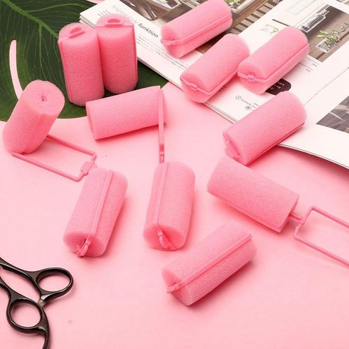 Rouleau Éponge En Mousse Douce Rose Foncé, 12 Pièces, Bigoudis, Outil De Coiffure