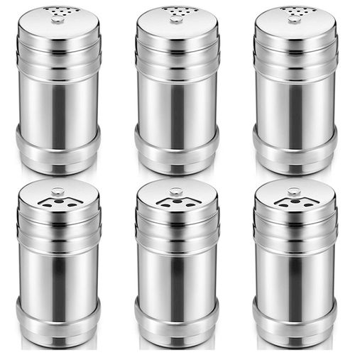 Promotion! 6 Pièces De Sel Et Poivre En Acier Inoxydable Avec Couvercle Rotatif, Condiments De Sucre Et D'épices, Pot D'assaisonnement, Pot À Condiments, Cuisine